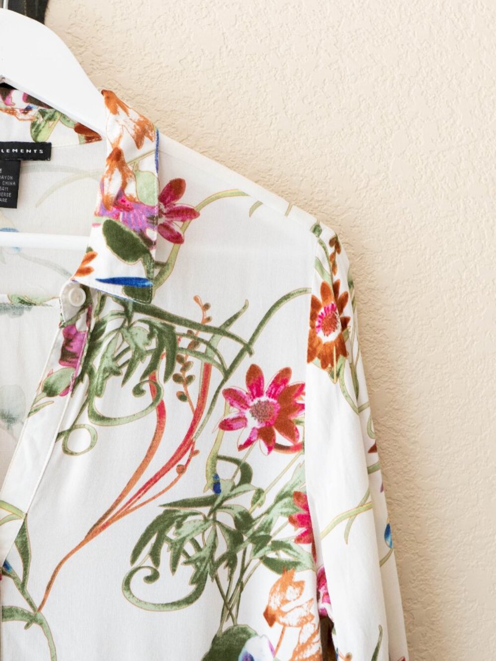 Grace Elements Floral Tunic Womens Medium Tiered Ruffle Hem Boho Rayon Blouse - Picture 5 of 14